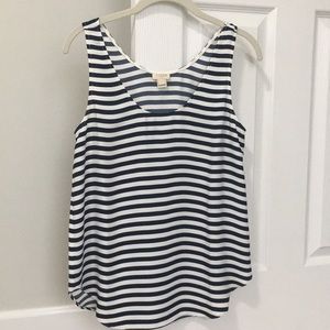 Navy & white striped tank blouse by JCrew Factory